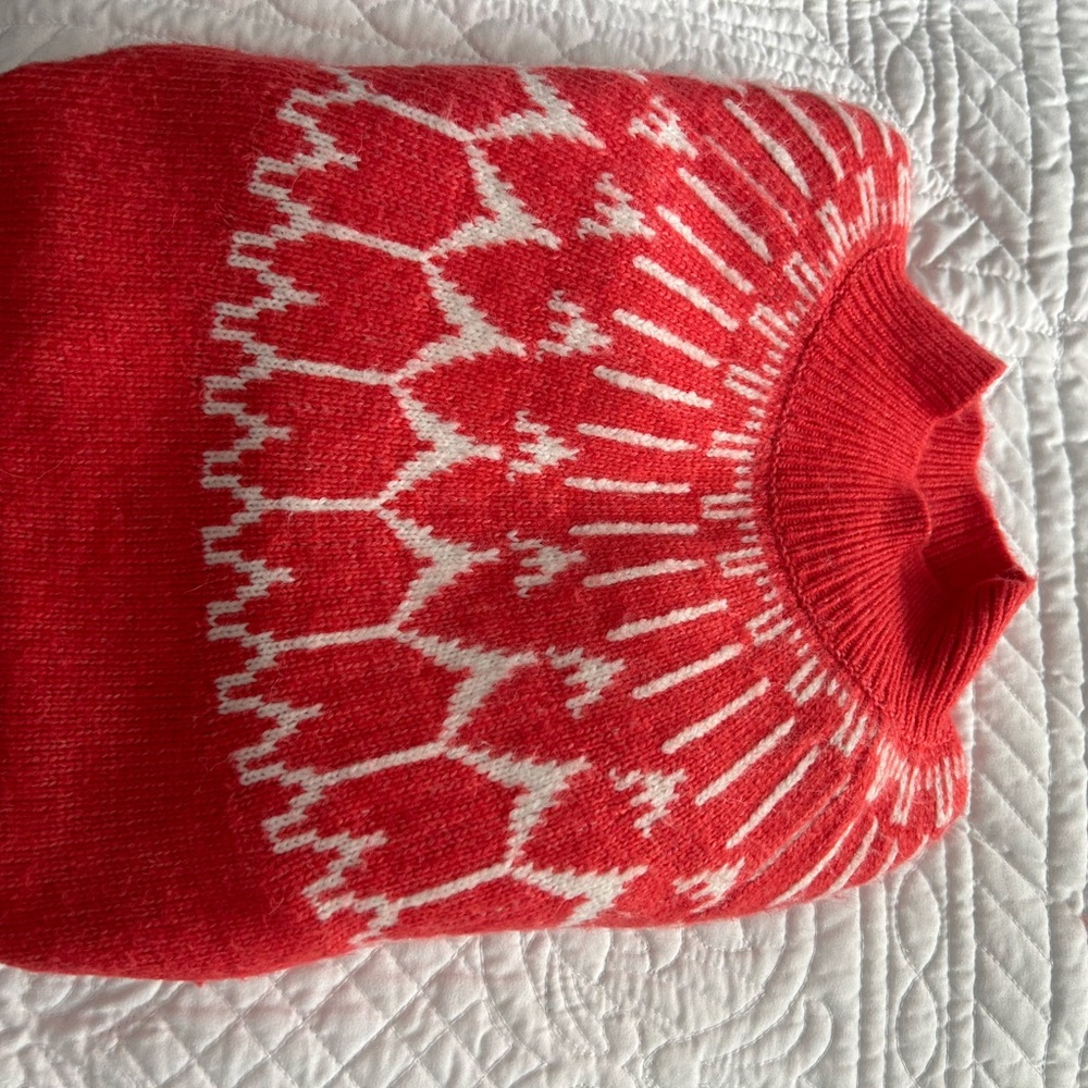 Talbots coral&white pullover